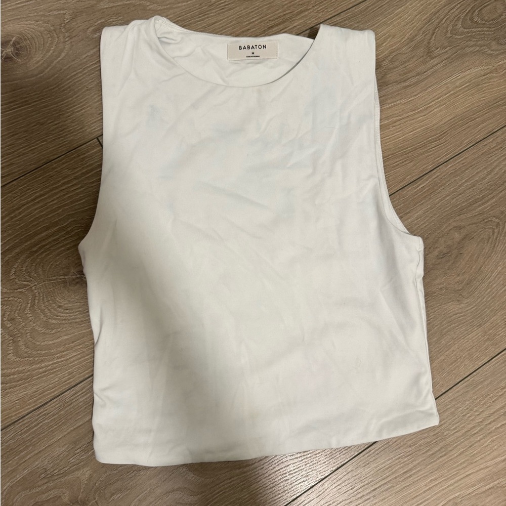 Babaton White Crop Tank Top